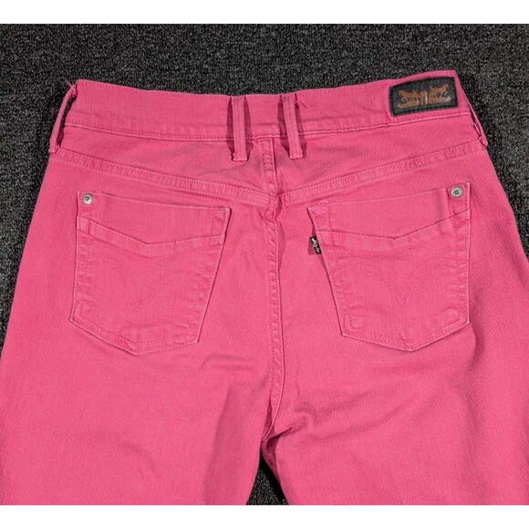 LEVIS 505 Jeans Women 4 (Fits 28x26) Sewed Cuff Pink Straight Leg Denim Stretch - Picture 4 of 8
